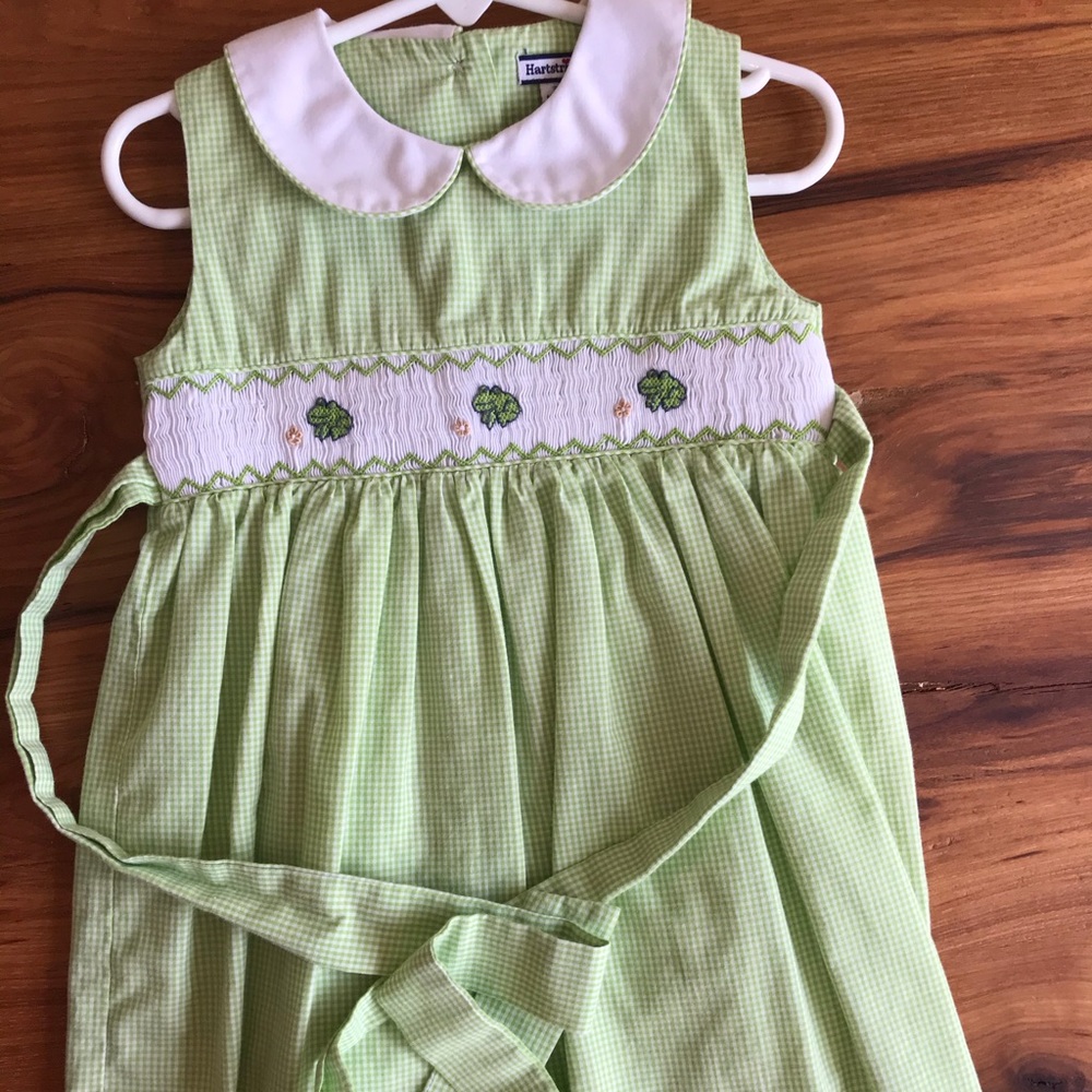 Smocked dress with frogs and Peter Pan collar